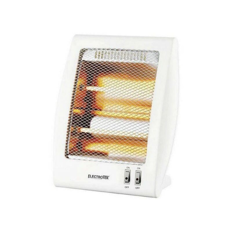 foto del prodotto stufa elettrica quarzo, 2 impostazioni di temperatura 400w 800w. sistema sicurezza anti ribaltamento