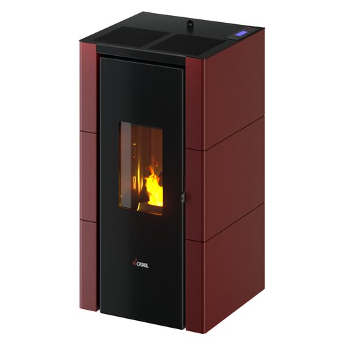 foto del prodotto stufa pellet cadel 7024018 stufa pellet cristal 7 t2 rosso 7024018