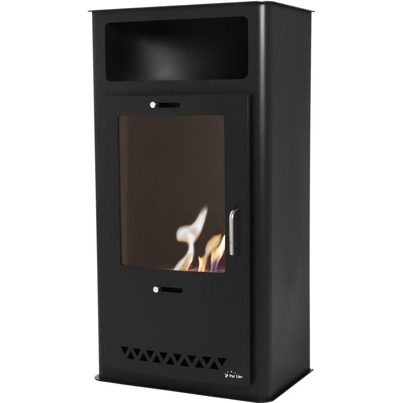 foto del prodotto stufa rettangolare a etanolo con design in acciaio nero purline hermes