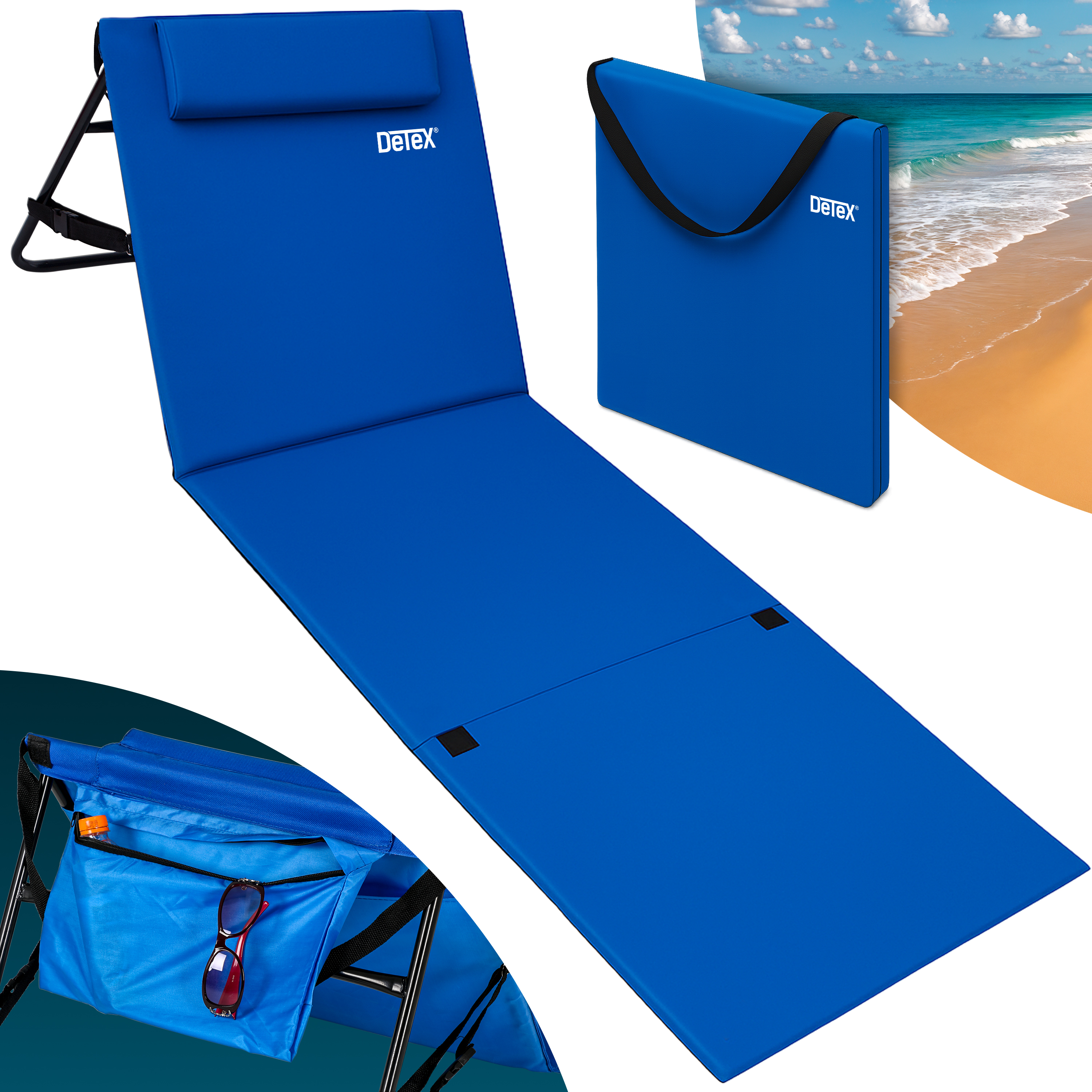 foto del prodotto stuoia mare blu 158x56cm schienale regolabile