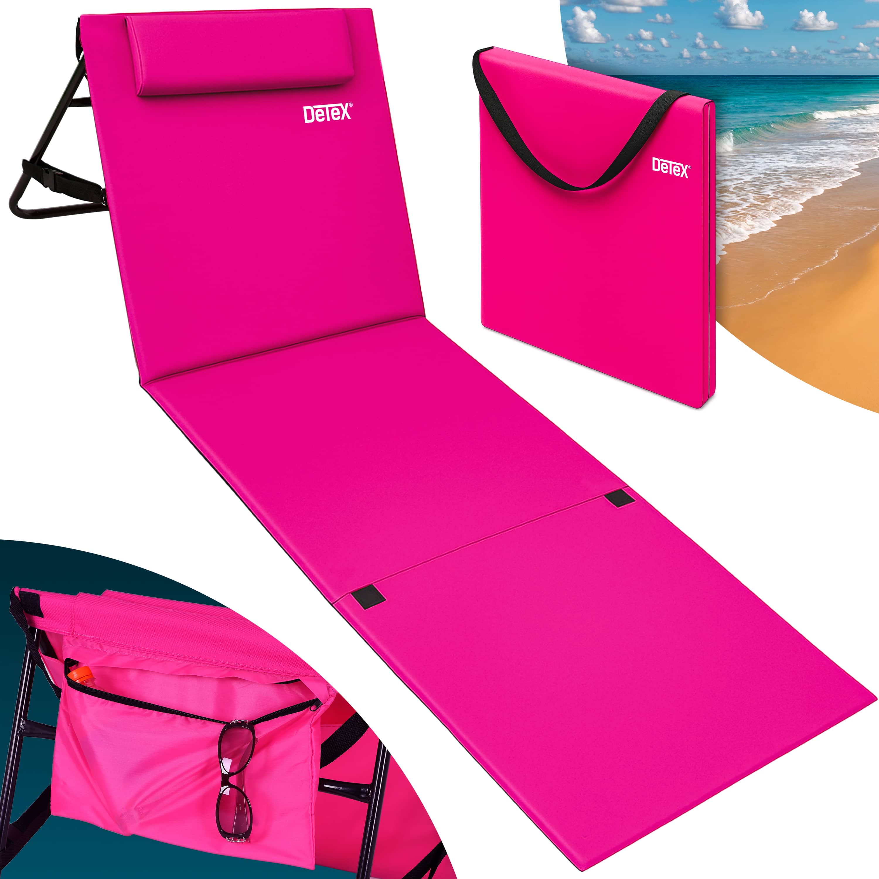 foto del prodotto stuoia mare fucsia 185x56cm schienale regolabile