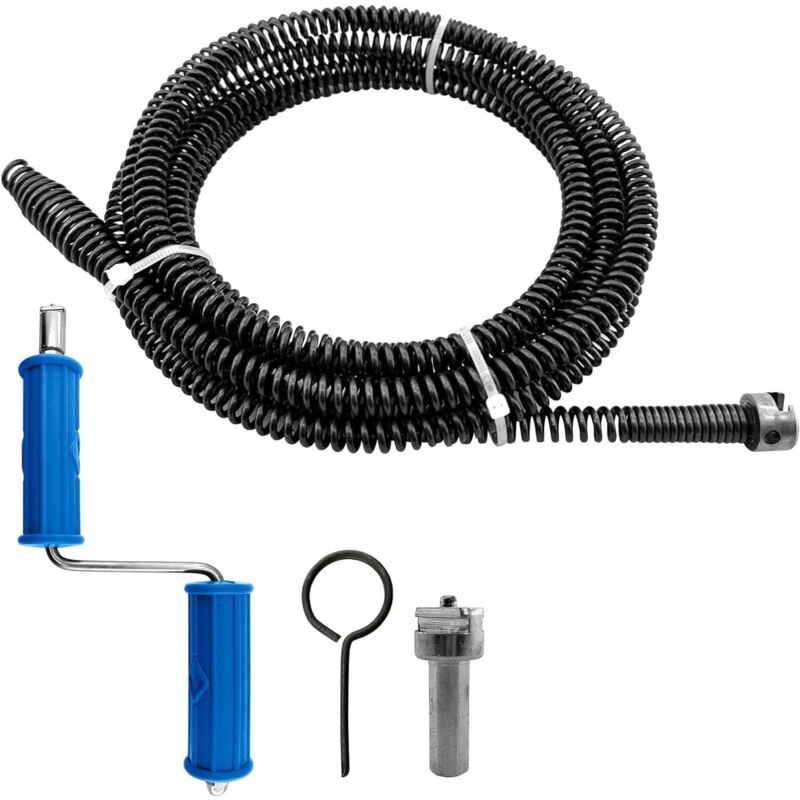 foto del prodotto sturalavandini 2,5 m, 10 mm, a spirale, con adattatori elettrici, asta di pulizia scarichi multifunzione, efficace sturalavandini 2,5 m 
