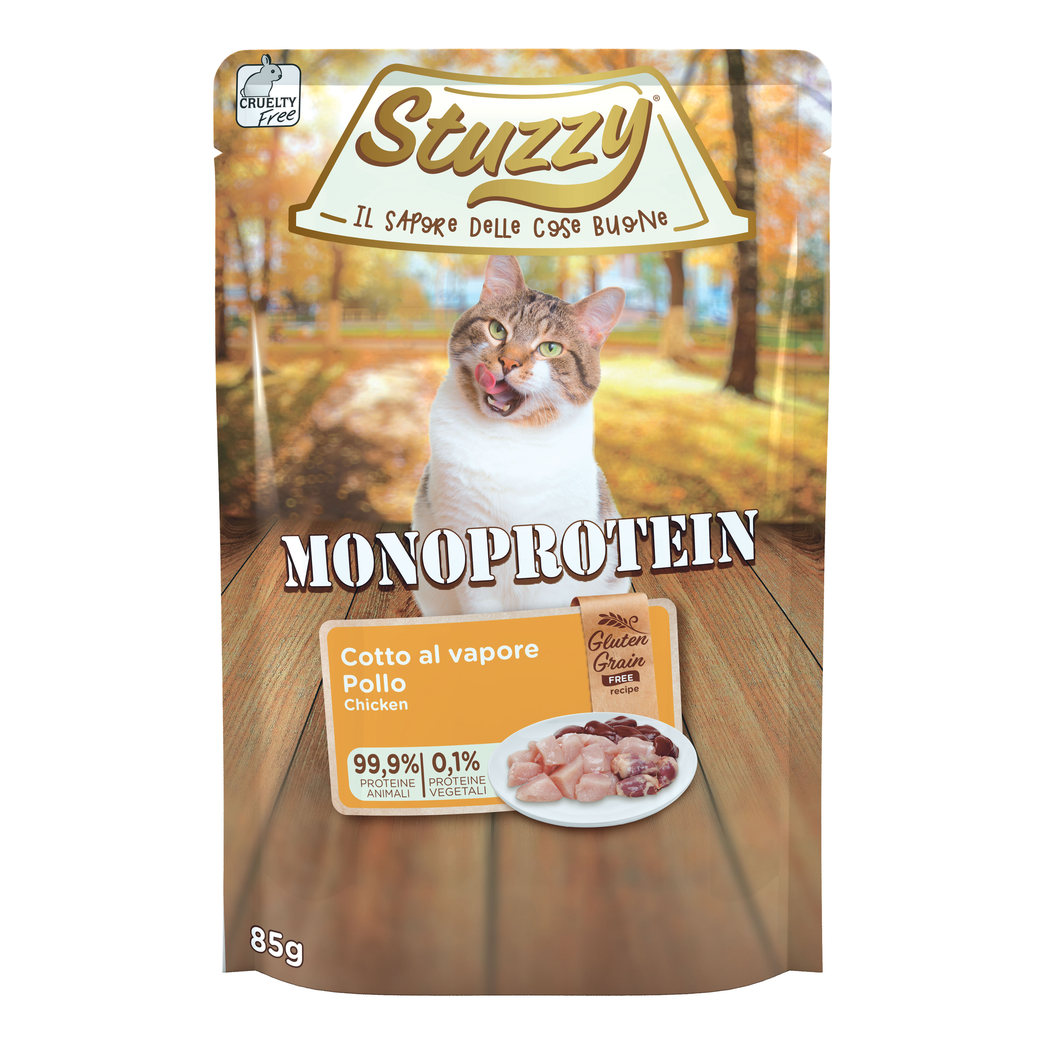 foto del prodotto stuzzy gatto monoprotein busta adulto pollo fresco 85 gr