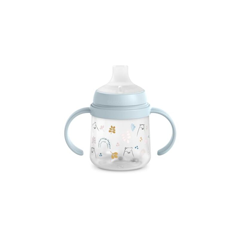 foto del prodotto suavinex biberon con beccuccio e manici 6 mesi my family azzurro 150 ml