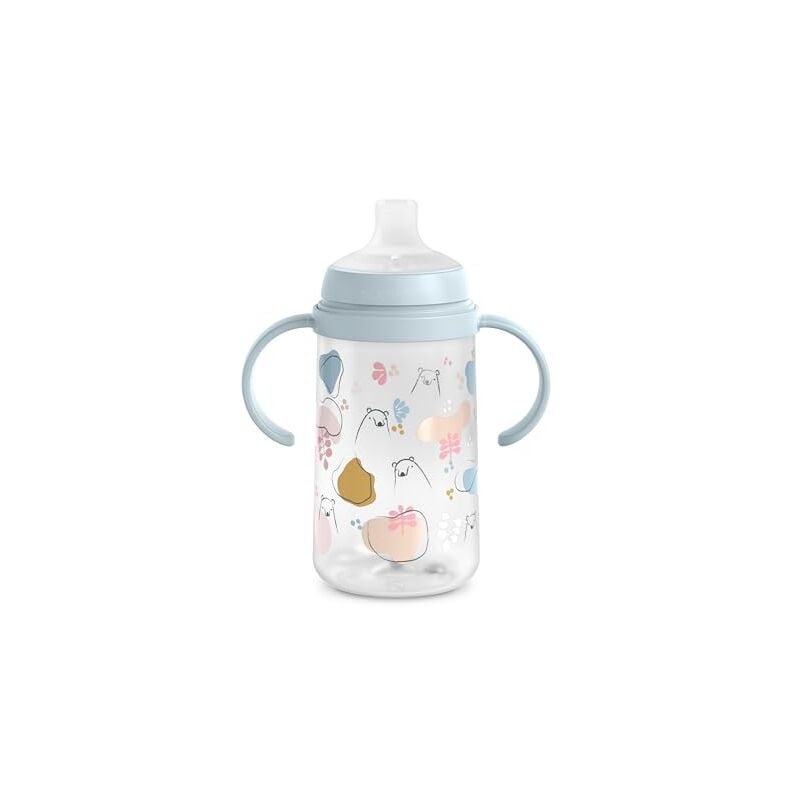 foto del prodotto suavinex biberon con beccuccio e manici 6 mesi my family azzurro 270 ml