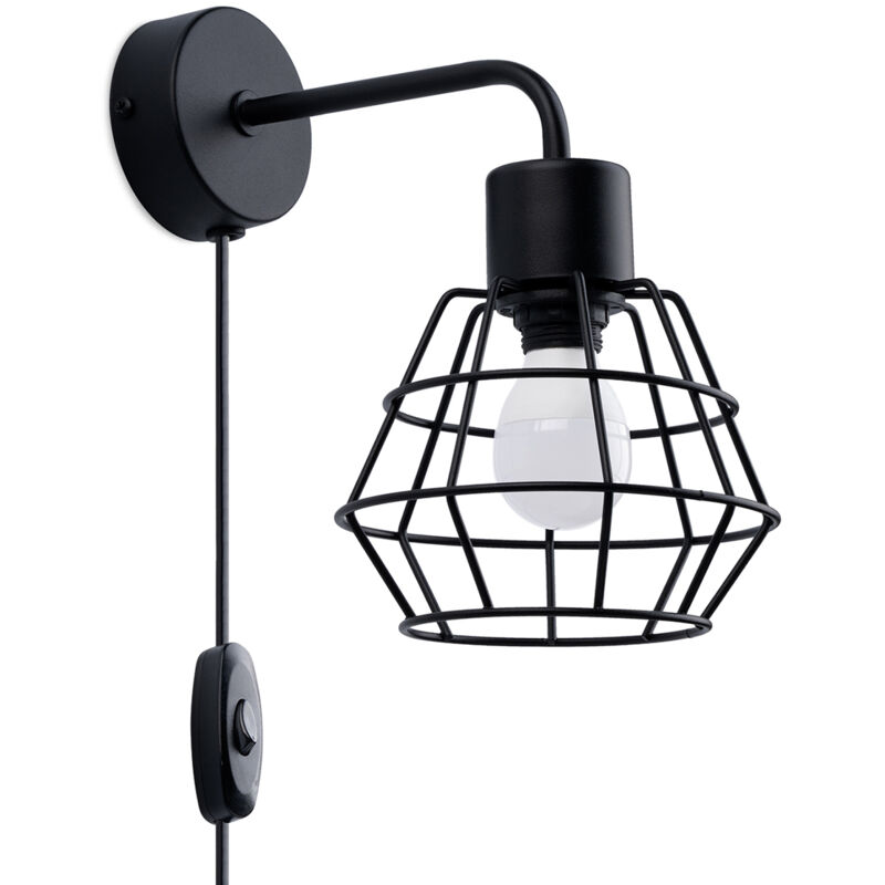 foto del prodotto suba lampada da parete industriale nera 1x e27 - sollux