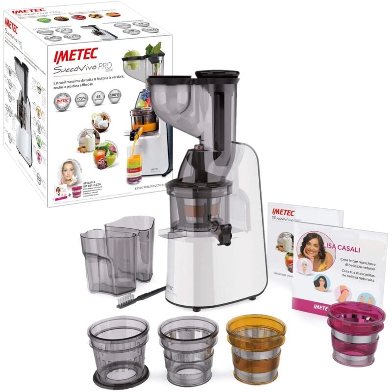 foto del prodotto succovivo pro 2000, estrattore di succo, spremitura a freddo 48 giri min, 100 vitamine, filtro per succhi, filtro succhi con fibre, cestello per
