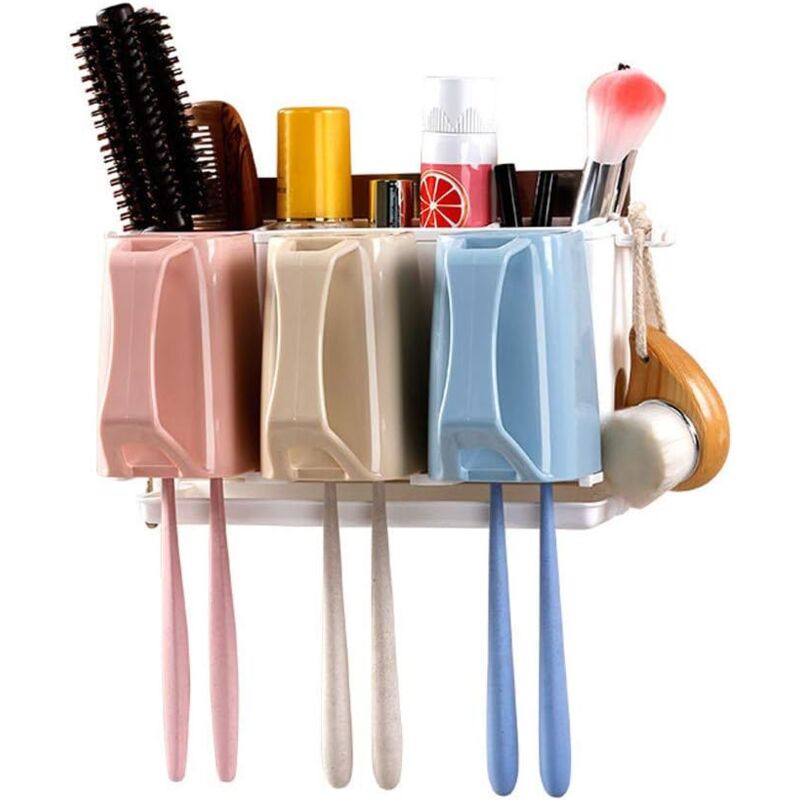 foto del prodotto suction wall mounted toothbrush holder, set of three mouthwash cups toothbrush storage rack