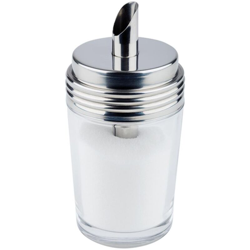 immagine 0 del prodotto sugar dispenser, distributore di zucchero o latte in vetro, con tappo a vite in acciaio inox 18 8, 6,5 x 6,5 cm, altezza 14,5 cm. aps
