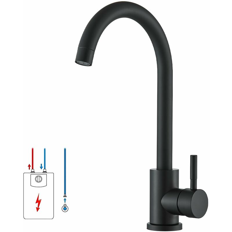 foto del prodotto sugu rubinetto da cucina nero miscelatore per cucina a bassa pressione rubinetto monocomando rubinetto da cucina girevole a 360 rubinetto da cucina
