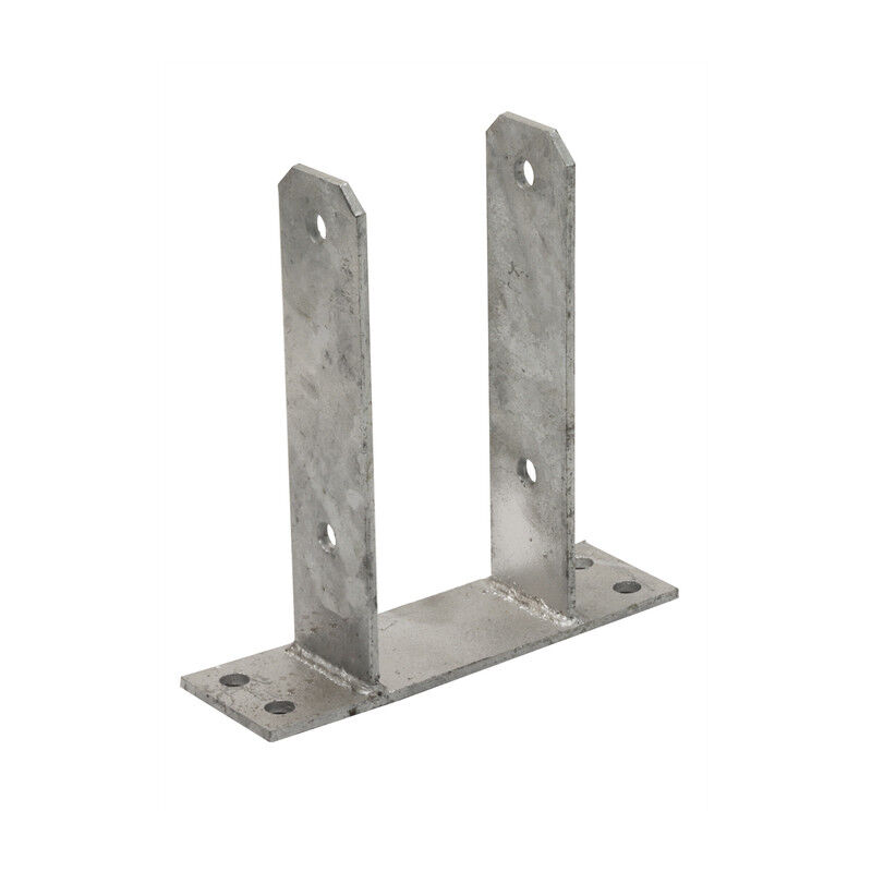 foto del prodotto suinga base u per palo in legno da 7 cm ancoraggio per pavimento a forma di u zincato supporto per palo in legno 16x20x7,1 cm