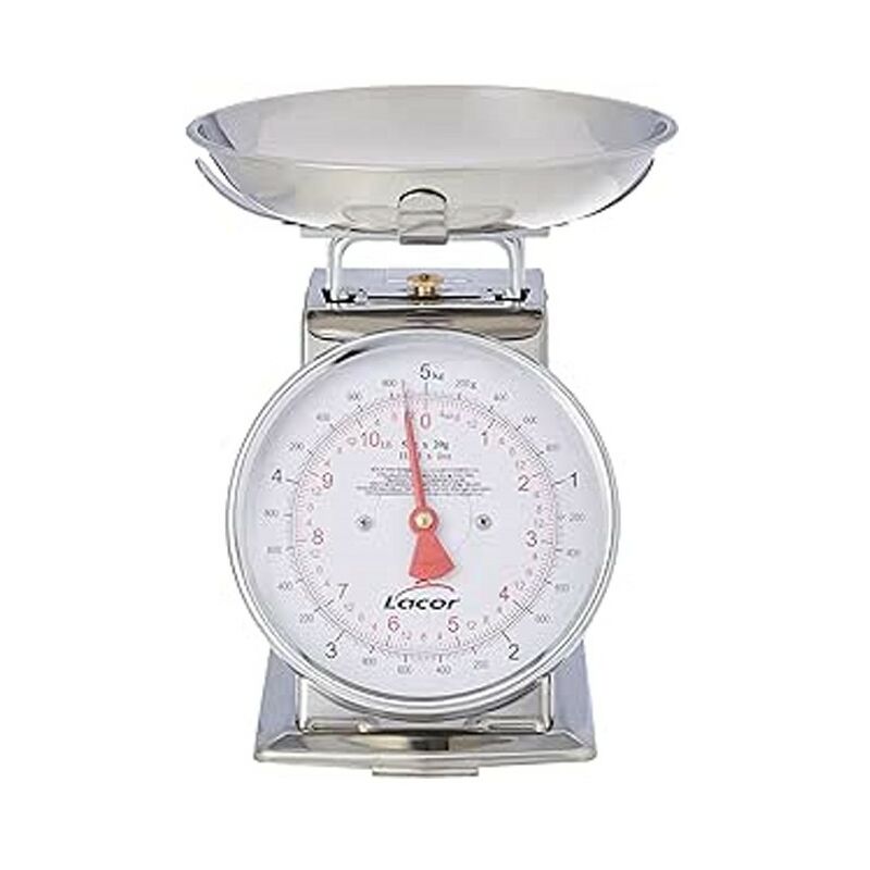 foto del prodotto suinga bilancia da cucina in acciaio inox 5 kg, incluso contenitore di pesatura in acciaio inox, misure 10 x 21 x 10 cm