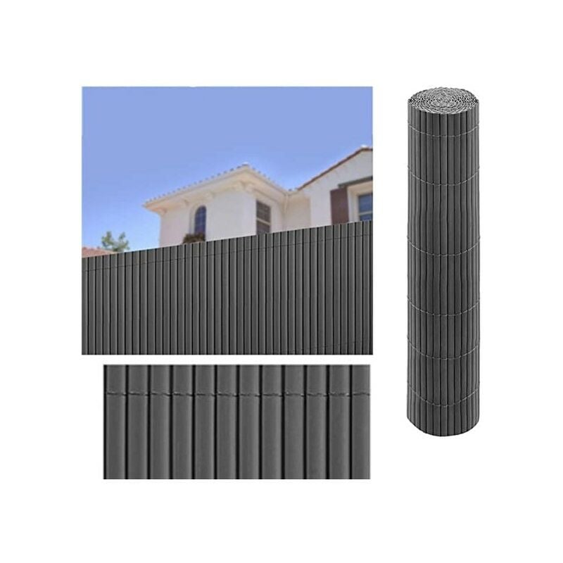 foto del prodotto suinga canniccio pvc recinzione recinto balcone frangivento doppio 1 x 3 m, antracite, per giardini e balconi, frangivento