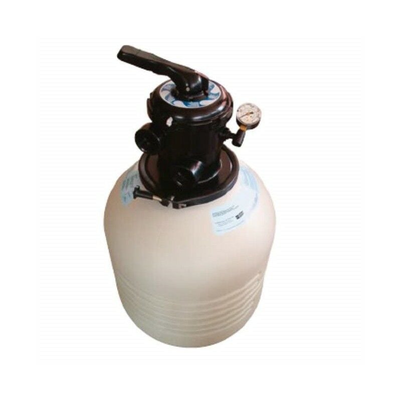 foto del prodotto suinga filtro soffiato m 3000 diametro 430 mm con valvola superiore da 7000 l h. pressione massima di esercizio 2,5 bar.