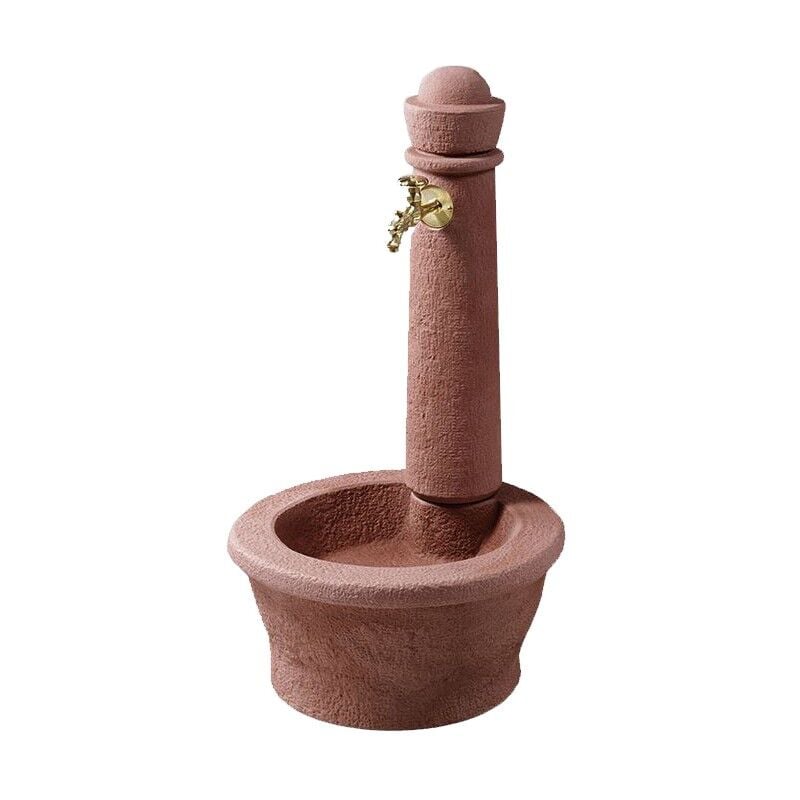 foto del prodotto suinga fontana da giardino roma rossastra, imitazione pietra naturale. altezza 100 cm, larghezza 54 cm e profondit 58 cm