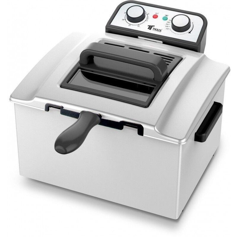 foto del prodotto suinga friggitrice ad olio 5 l zona fredda 3 cesti inclusi 3000 w, inox spazzolato, acciaio inossidabile