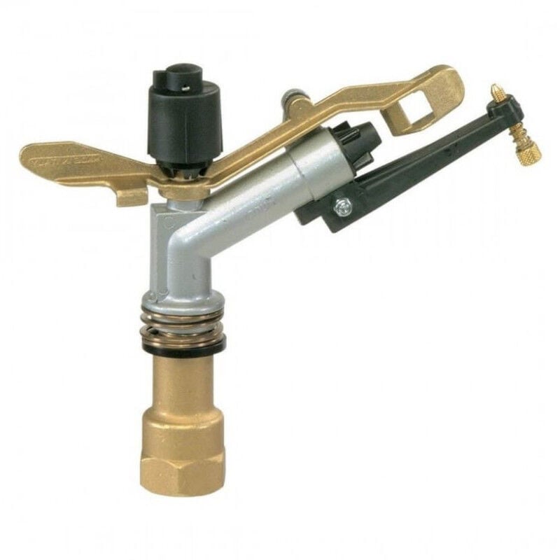 foto del prodotto suinga irrigatore agricolo 1 funny in metallo. angolo di irrigazione circolare 360 . portata da 12,5 a 19,5 m. irrigatore a impulso