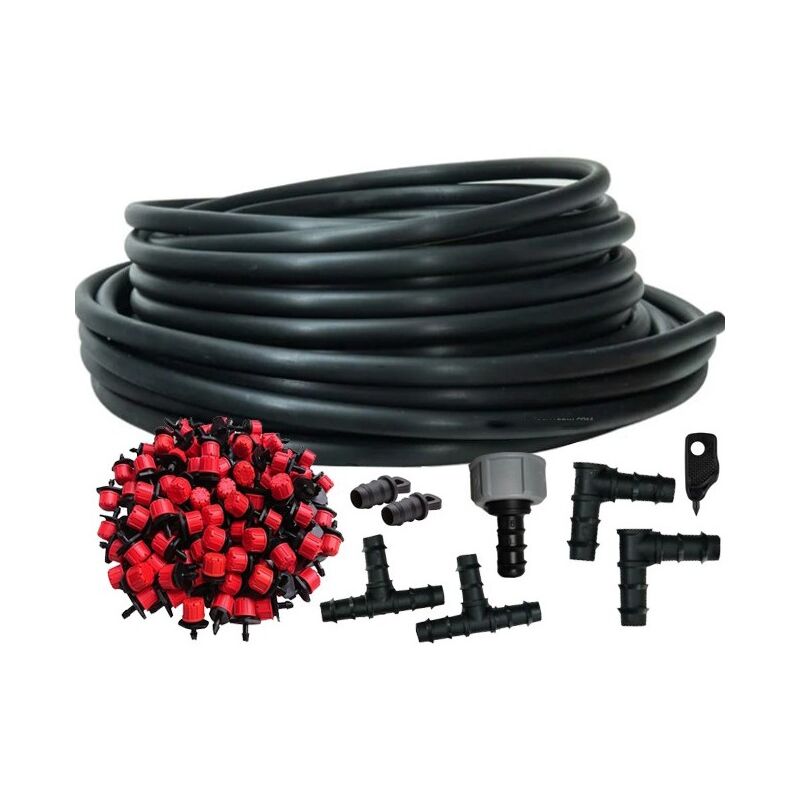 foto del prodotto suinga kit di gocciolamento completo 25 metri. include tubo da 16 mm 25 gocciolatori accessori per l installazione
