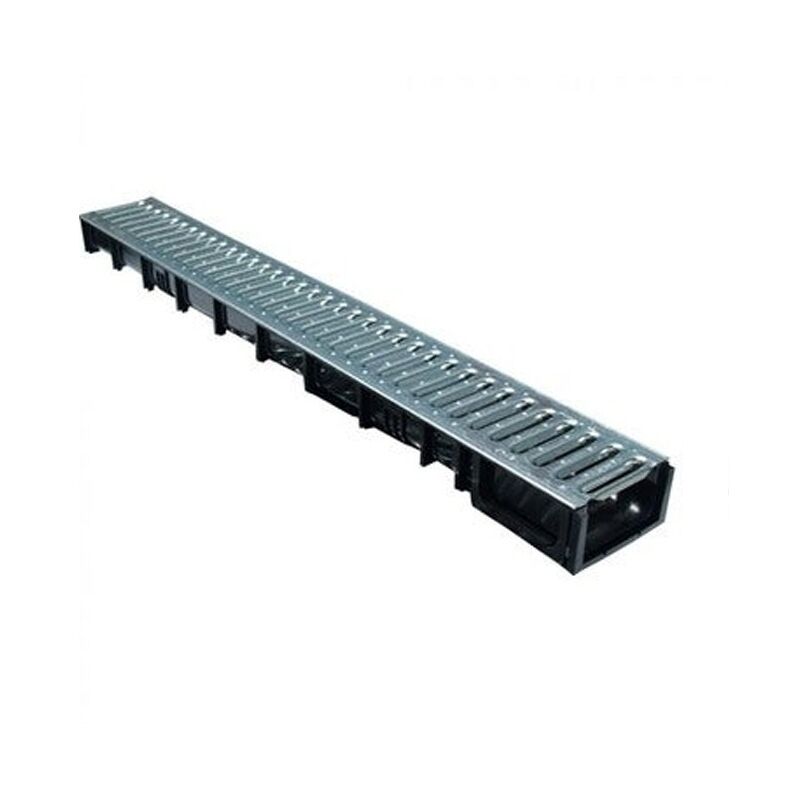 foto del prodotto suinga kit grondaia con griglia zincata, misure 50x13x7,2 cm, colore nero