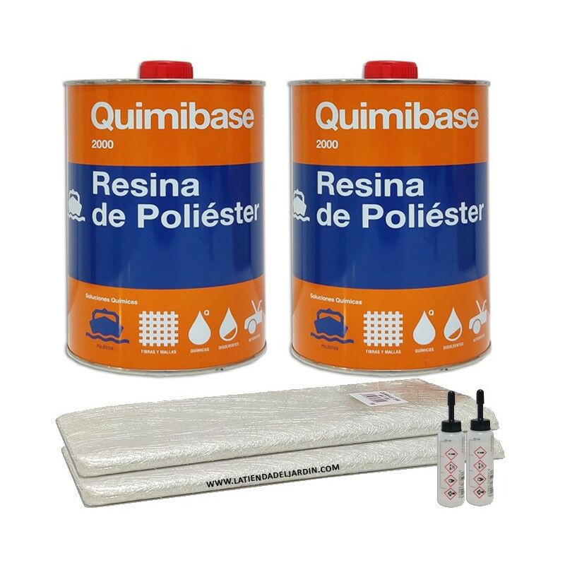 foto del prodotto suinga kit resina poliestere da 2 kg per riparazioni copertura in fibra di vetro mat 300 da 2m2 catalizzatore perossido