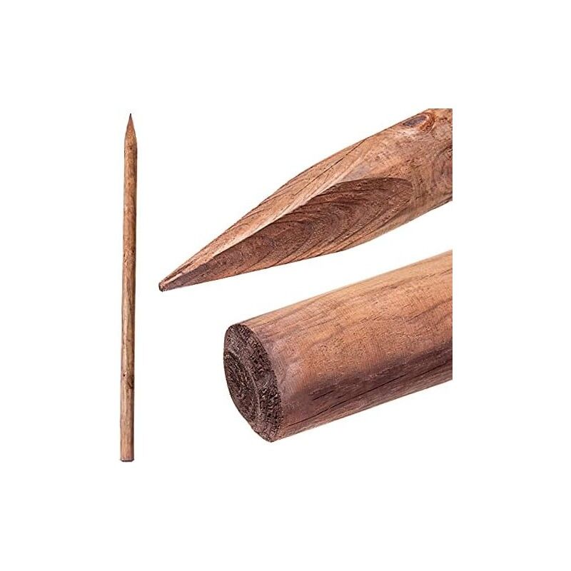 foto del prodotto suinga pali tutori di legno da 180 cm, diametro 4 cm, palo di legno rotondo con punta, palizzata, punto di fissaggio