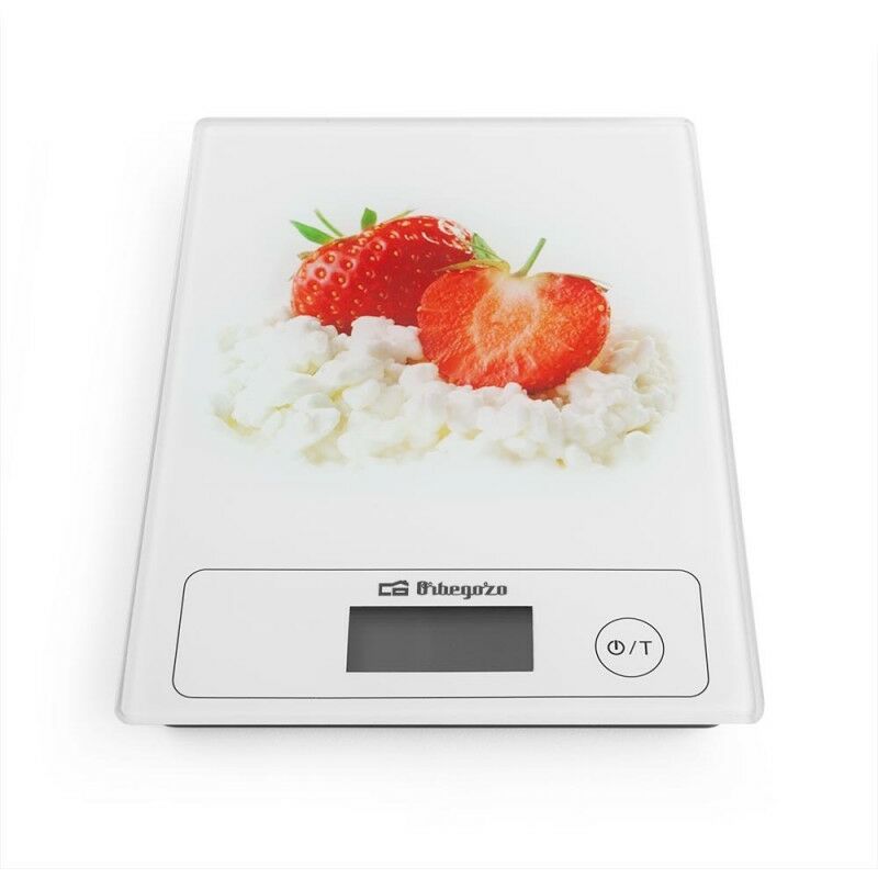 foto del prodotto suinga peso elettronico da cucina orbegozo. schermo a cristalli liquidi. calcola il volume di latte e acqua. capacit massima 5 kg