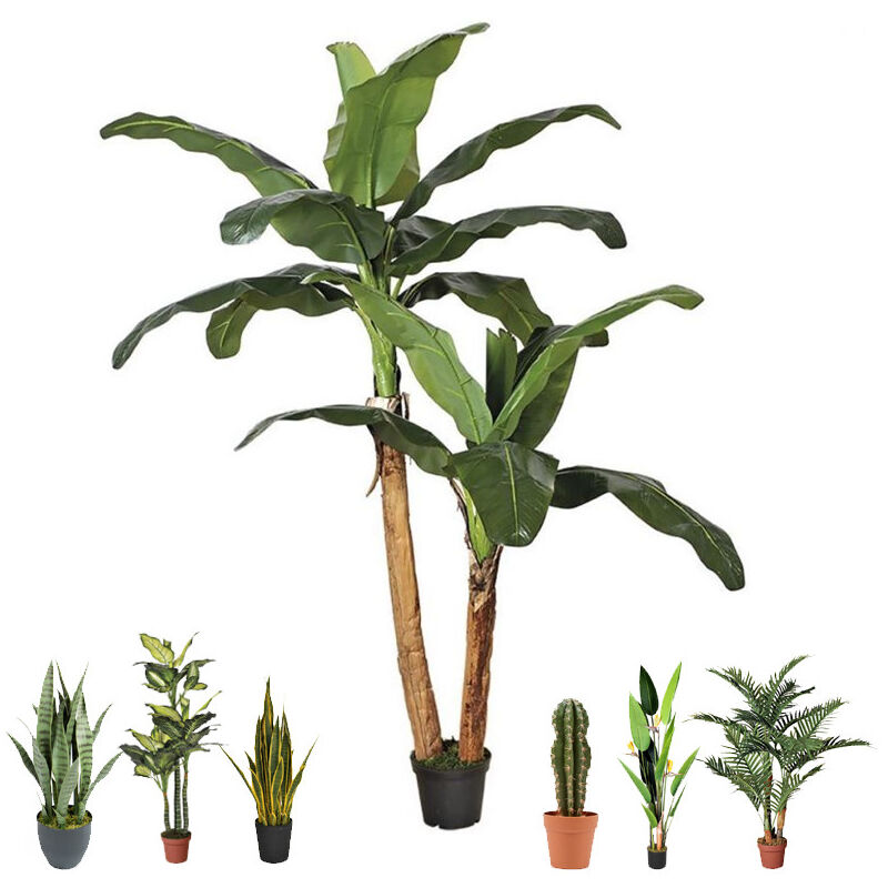 foto del prodotto suinga pianta artificiale banana 180cm con vaso piante di plastica per la decorazione di giardini interni ed esterni