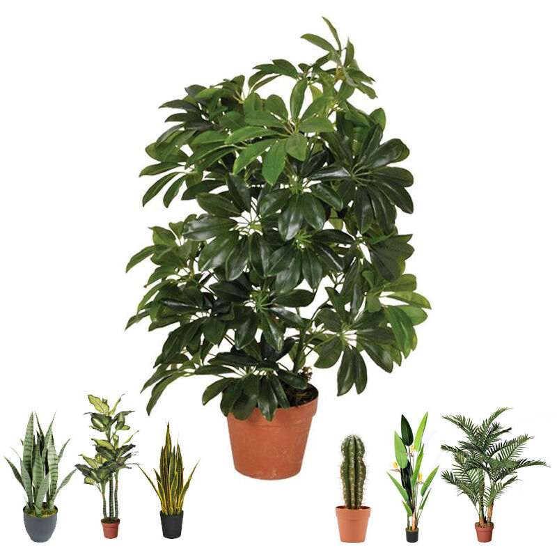 foto del prodotto suinga pianta artificiale cheflera 65cm con vaso piante di plastica per la decorazione di giardini interni ed esterni