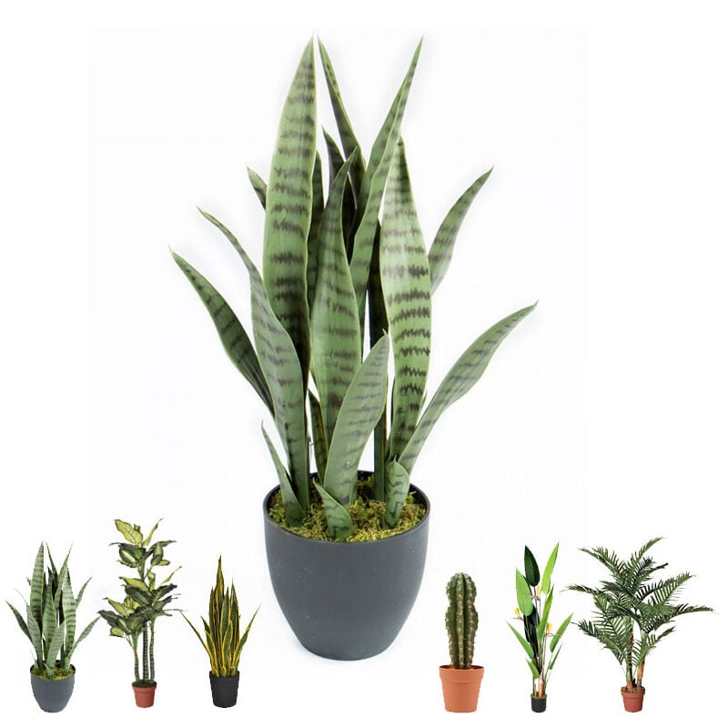 foto del prodotto suinga pianta artificiale sansevieria 70cm con vaso piante di plastica per la decorazione di giardini interni ed esterni