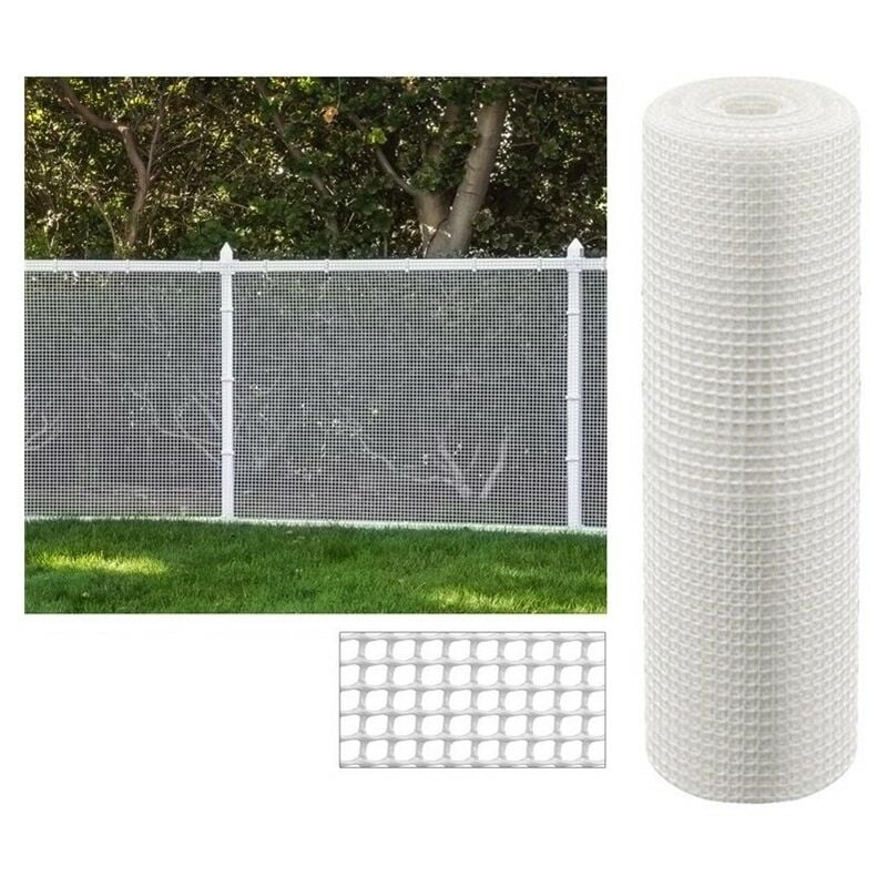 foto del prodotto suinga rete quadrata in plastica per terrazze, balconi o recinzioni 2x2 cm, bianca, 1 x 5 m