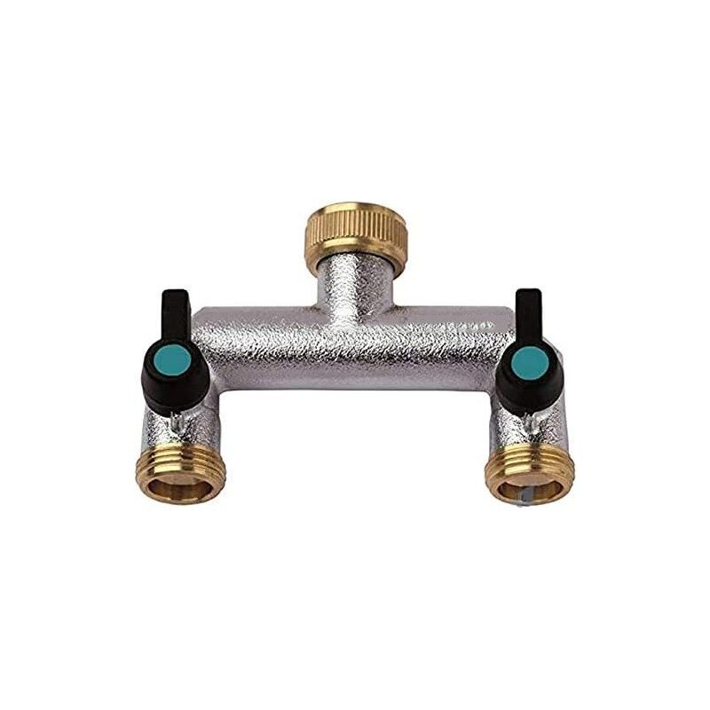 foto del prodotto suinga rubinetto da giardino doppio da 1 2 x 3 4 , rubinetto verticale, rubinetto in ottone con doppia connessione