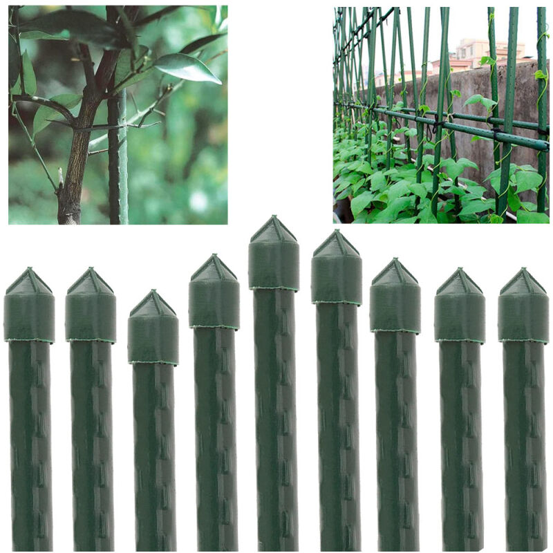 foto del prodotto suinga set di 10 tutore in acciaio plastificato 120 cm 11mm bastoncini per piante e alberi supporti per pomodori e piante rampicant