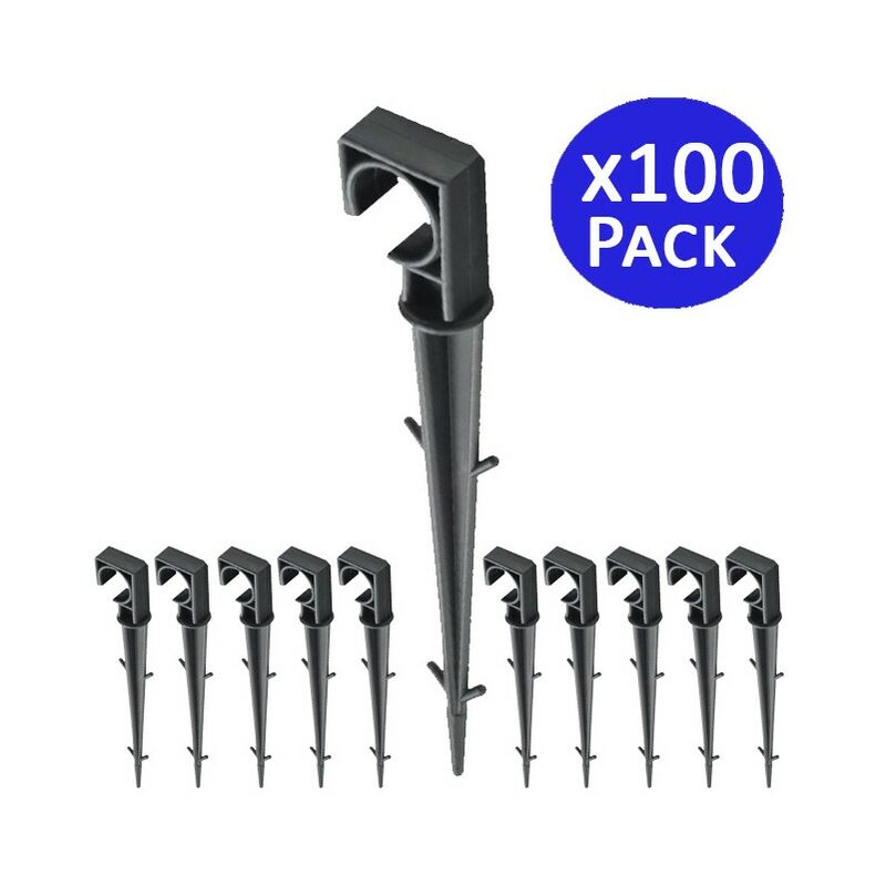 foto del prodotto suinga set di 100 picchetti picchetto ferma tubo per irrigazione gancio ganci tubi 16mm