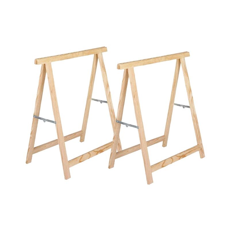 foto del prodotto suinga set di 2 cavalletti in legno pieghevoli per falegnameria e fai da te 74x73,5 cm ideale per assemblare tavole e tagliare legno