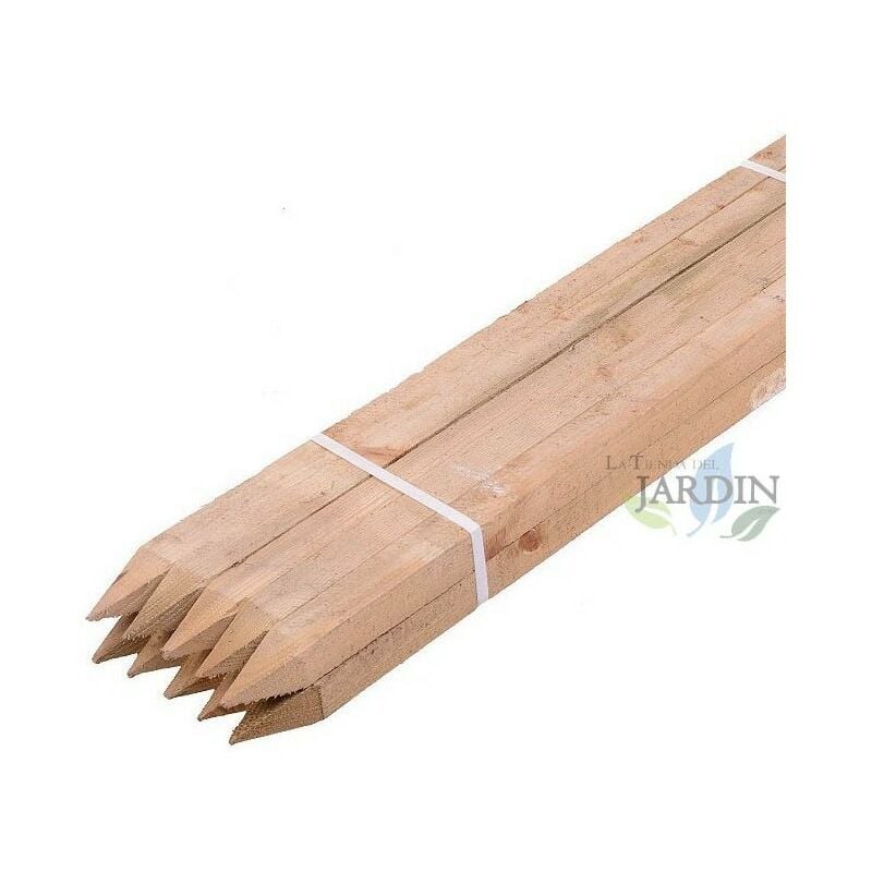 foto del prodotto suinga set di 20 pali tutori di legno da 180 cm, diametro 3 cm, palo di legno quadrato con punta, palizzata, punto di fissaggio