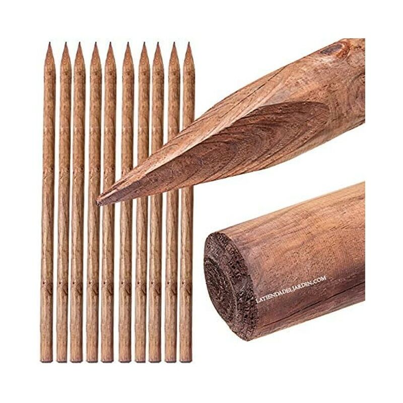 foto del prodotto suinga set di 20 pali tutori di legno da 200 cm, diametro 5 cm, palo di legno rotondo con punta, palizzata, punto di fissaggio
