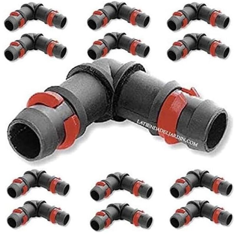 foto del prodotto suinga set di 25 gomito portagomma 16 mm con anello di sicurezza raccordo a gomito connettore angolare per tubi irrigazione 90 