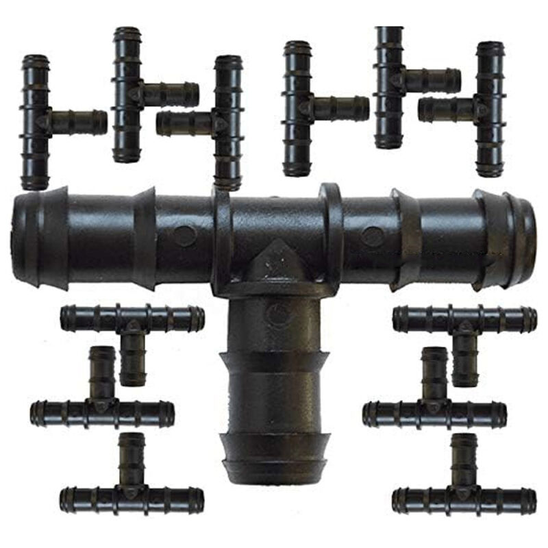 foto del prodotto suinga set di 25 t per irrigazione a goccia 20 mm connettore a t per tubo e tubo di irrigazione unione sicura e resistente nero