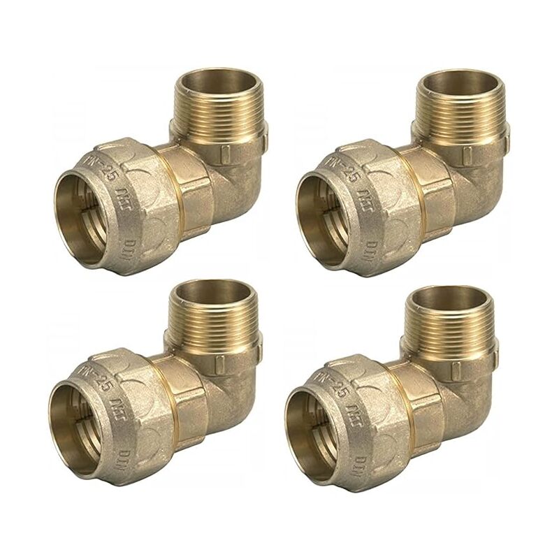 foto del prodotto suinga set di 4 gomito maschio in ottone 32 x 1 per tubo in polietilene accessorio in ottone aenor unione per tubi irrigazione