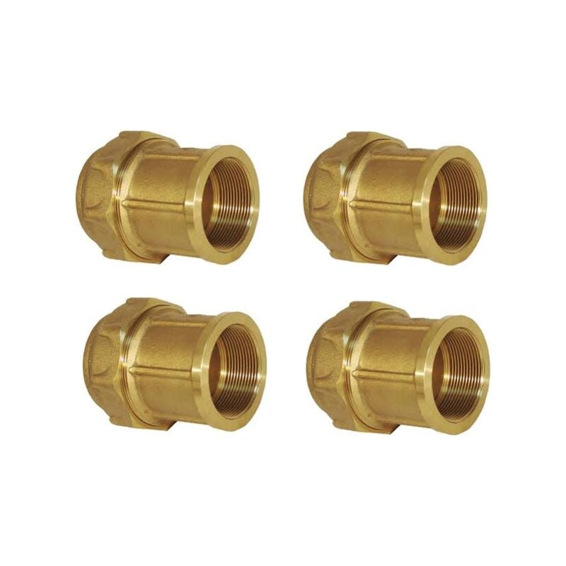 foto del prodotto suinga set di 4 raccordo femmina in ottone 32 mm x 1 per tubo in polietilene unione per tubi irrigazione