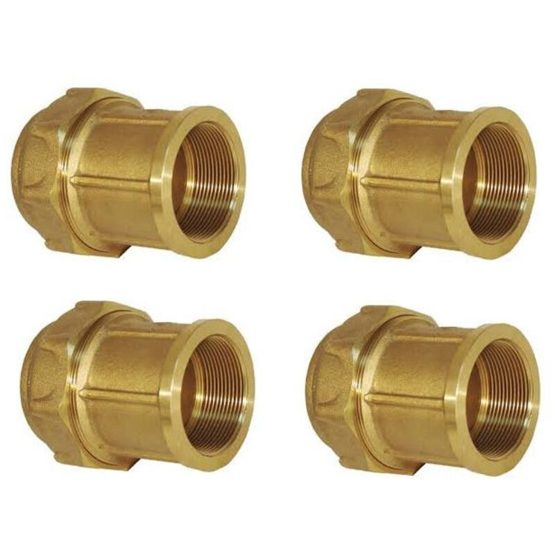 foto del prodotto suinga set di 4 raccordo femmina in ottone 50 mm x 1 1 2 per tubo in polietilene unione per tubi irrigazione