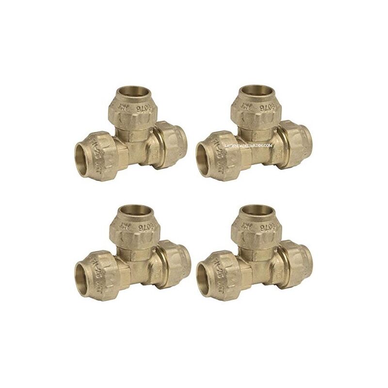 foto del prodotto suinga set di 4 raccordo t in ottone 32 mm per tubi in polietilene, impianti idraulici e irrigazione te unione per tubi irrigazione