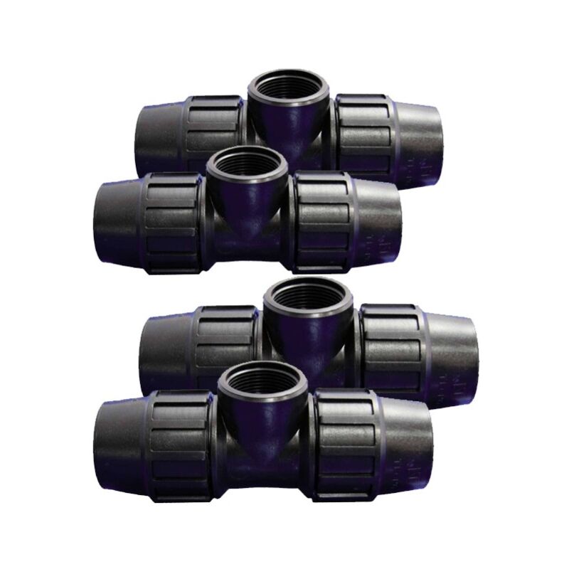 foto del prodotto suinga set di 4 t polietilene 50mm x 1 1 2 femmina per tubo di polietilene 50 mm accessorio pe aenor tee per irrigazione e idraul