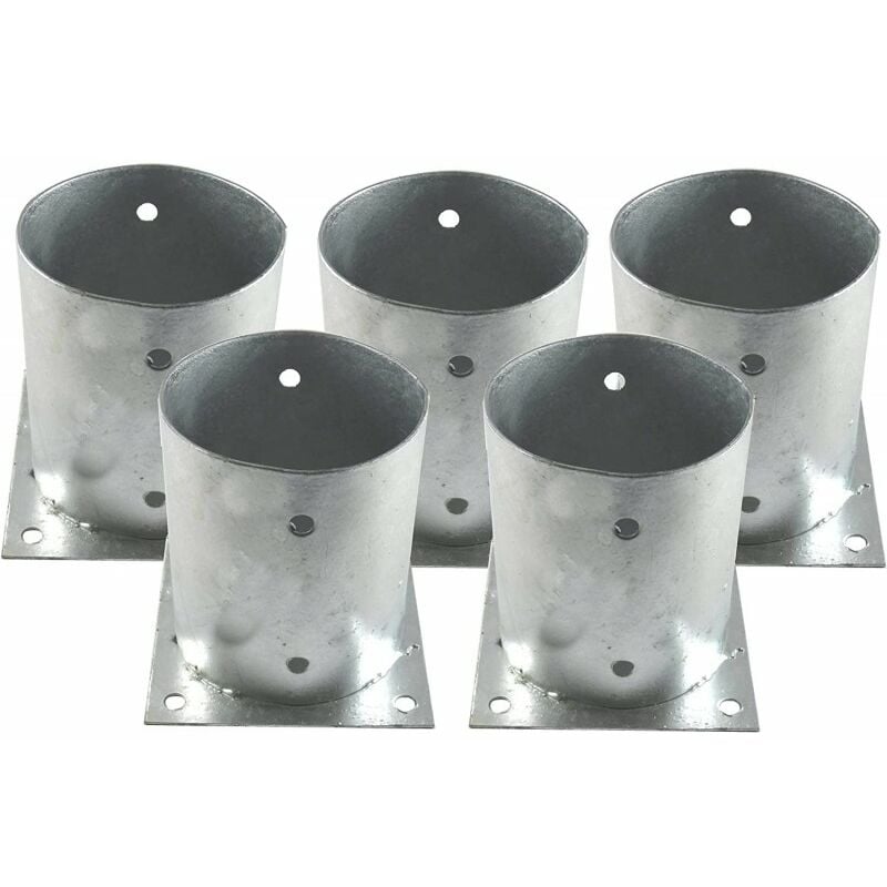 foto del prodotto suinga set di 5 ancoraggio metallico rotondo da 10 cm, altezza 15 cm. ideale per pali di legno