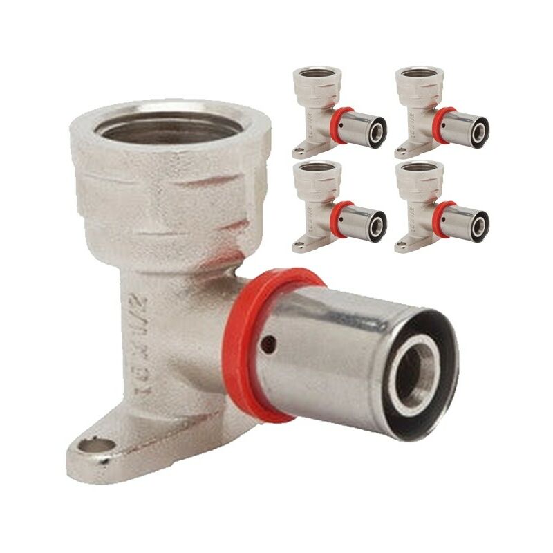 foto del prodotto suinga set di 5 gomito femmina con supporto da 1 2 per tubo multistrato da 20 mm, utilizzo con aggraffatrice, grigio