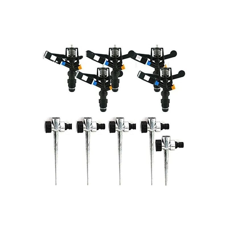 foto del prodotto suinga set di 5 irrigatore circolare da 1 2 , 7 13 m, con supporto in metallo per irrigatore