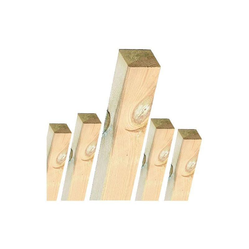 foto del prodotto suinga set di 5 palo quadrato in legno 7x7x80 cm tutor di pine wood senza punta pali per recinzioni, pergole e giardini
