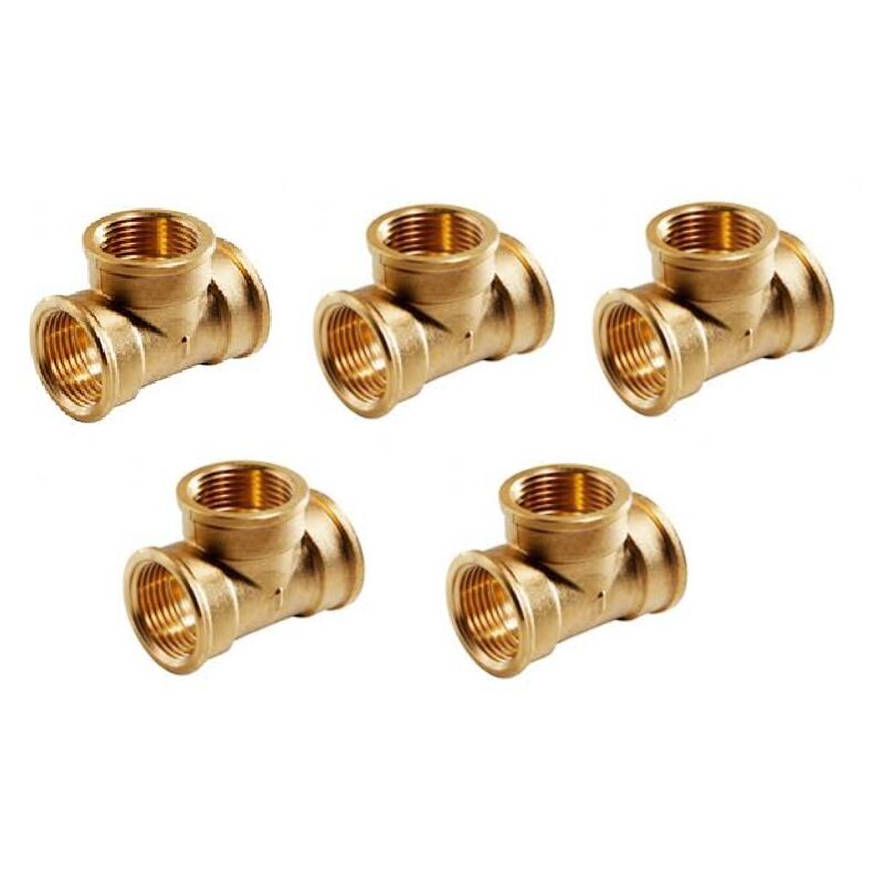 foto del prodotto suinga set di 5 raccordo a t filettato femmina in ottone 3 4 accessorio in ottone aenor unione per tubi irrigazione
