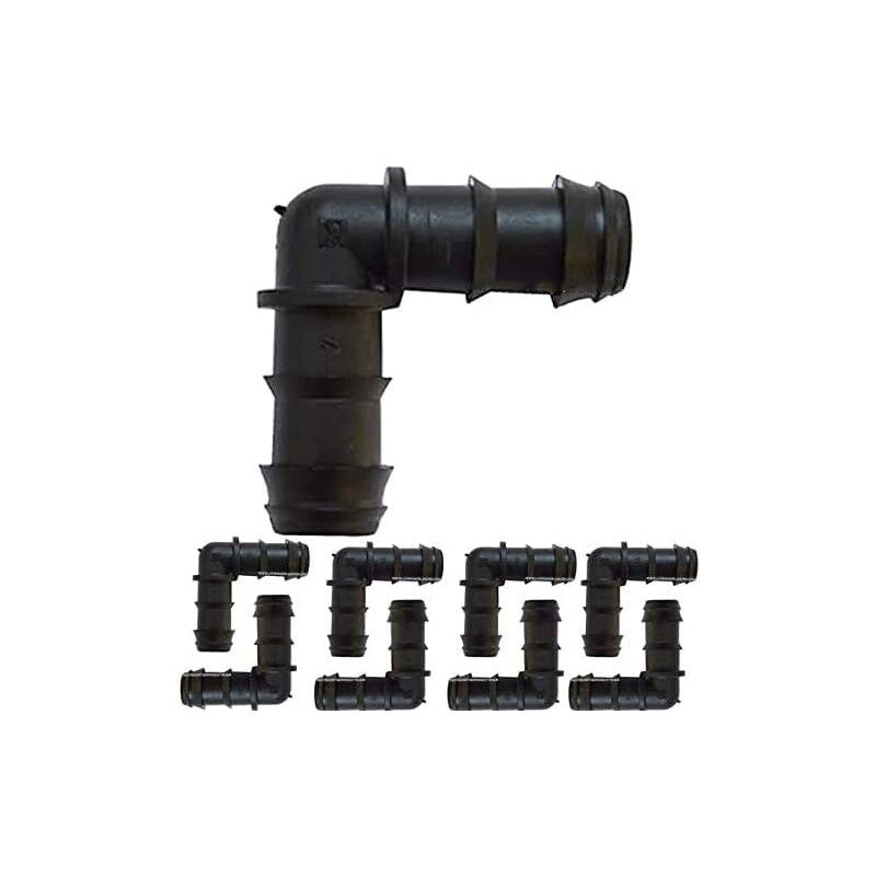 foto del prodotto suinga set di 50 gomiti corrugati da 20 mm per tubo a goccia. giunto angolato per l unione di tubi, neri