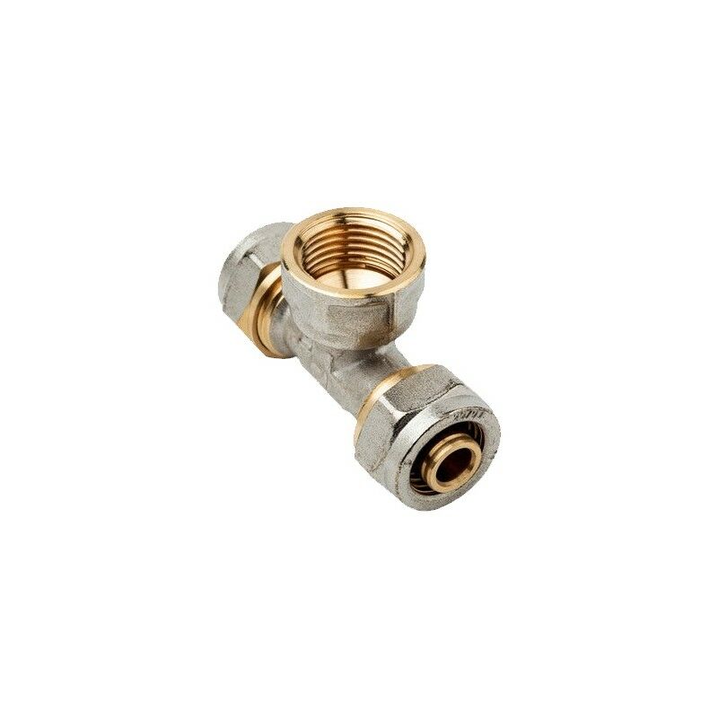 foto del prodotto suinga tee per tubo di compressione multistrato femmina da 16 mm, senza necessit di macchina crimpatrice, grigio